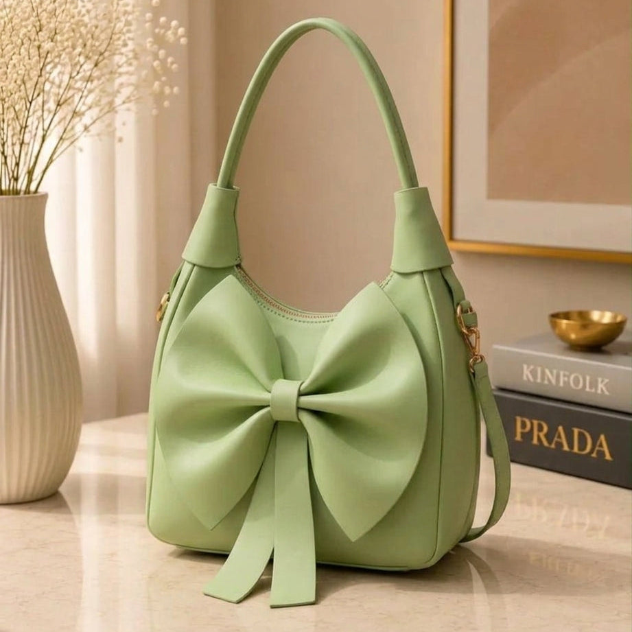 Vibrant apple green hand-crafted leather fashion piece emphasizing its structured profile and minimal trend in aesthetics styling.
