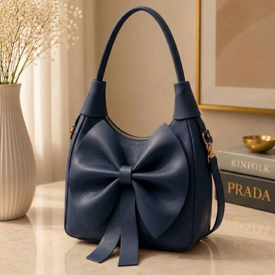 Classic deep navy blue minimalist shoulder silhouette reflecting a professional, uniform aesthetic for versatile daily wear.