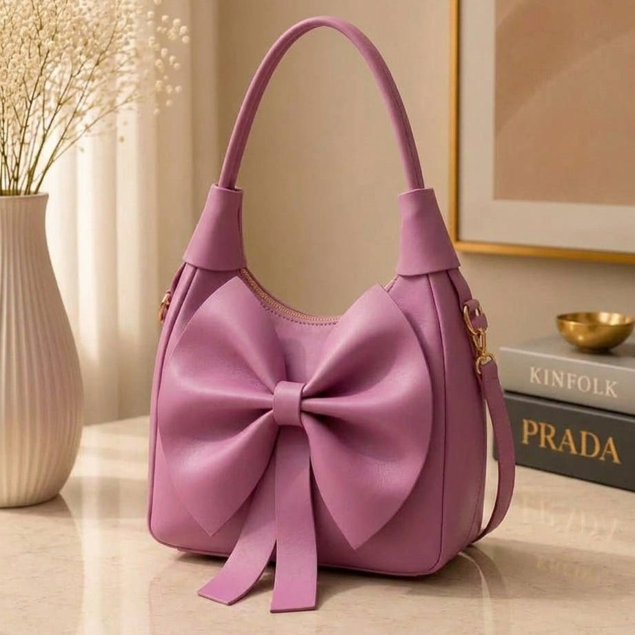 Eye-catching magenta pink premium leather shoulder accessory highlighting a smooth finish for modern contemporary wardrobes.