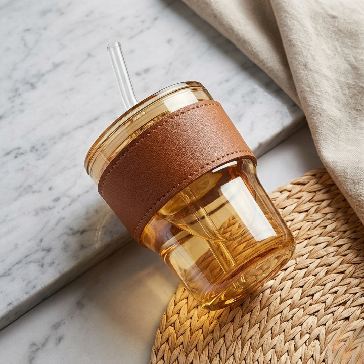 The Signature Bamboo Joint Amber Glass Cup – Range Studio Secondary image
