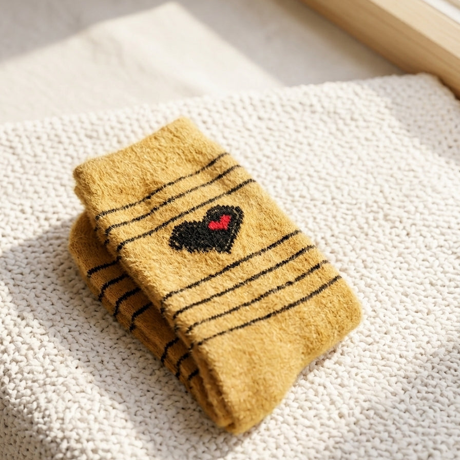The Signature Heart-Accent Cozy Fuzzy Rabbit Wool Socks – Range Studio Secondary image